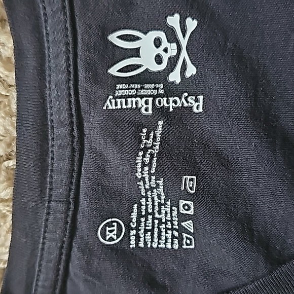 Psycho Bunny by Robert Godley Tee Black Vneck Tshirt Unisex Top XL Extra Large - Picture 6 of 6